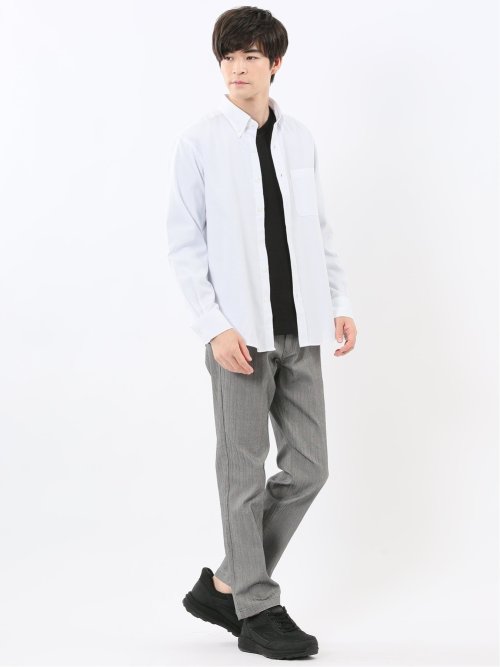 綿混オックス ボタンダウン 長袖シャツ