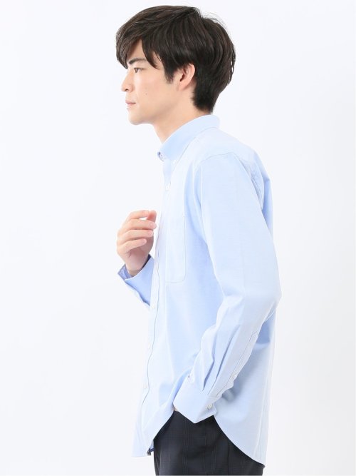 綿混オックス ボタンダウン 長袖シャツ