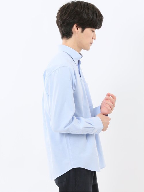 綿混オックス ボタンダウン 長袖シャツ