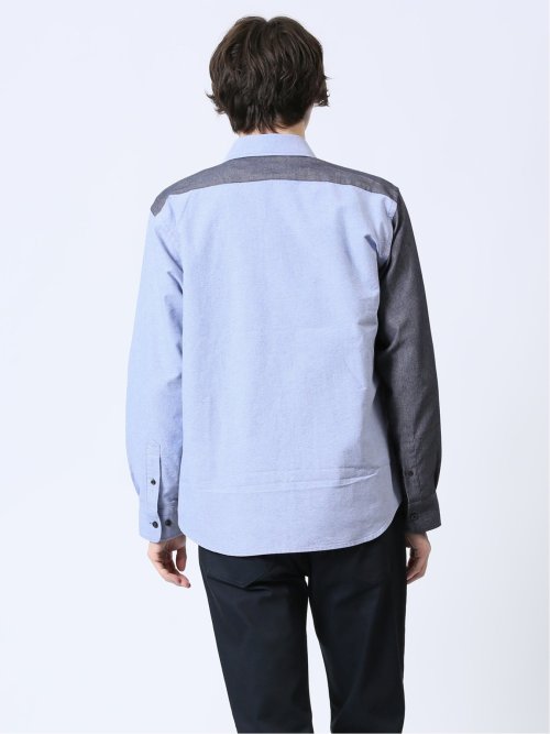 オックス×ピケ切替 ボタンダウン長袖シャツ