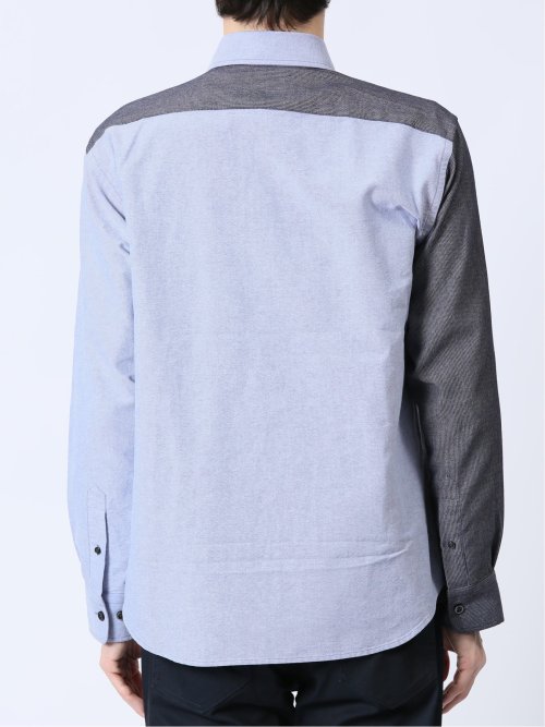 オックス×ピケ切替 ボタンダウン長袖シャツ
