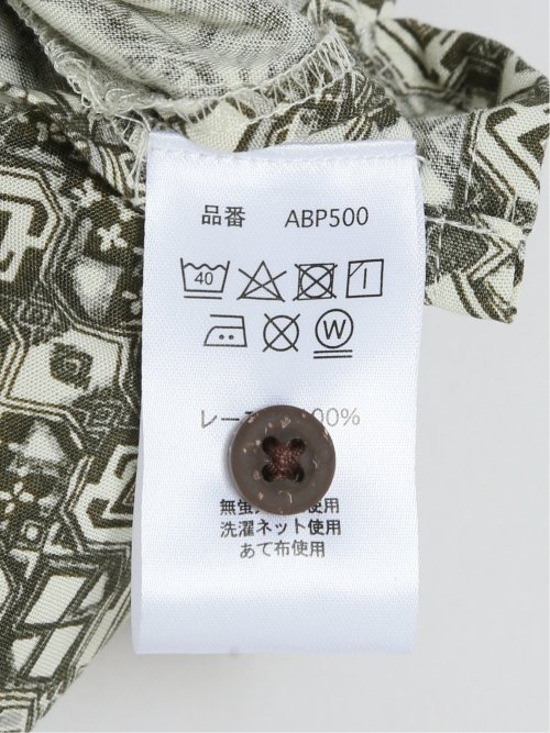 レーヨン幾何学柄 オープンカラー半袖シャツ