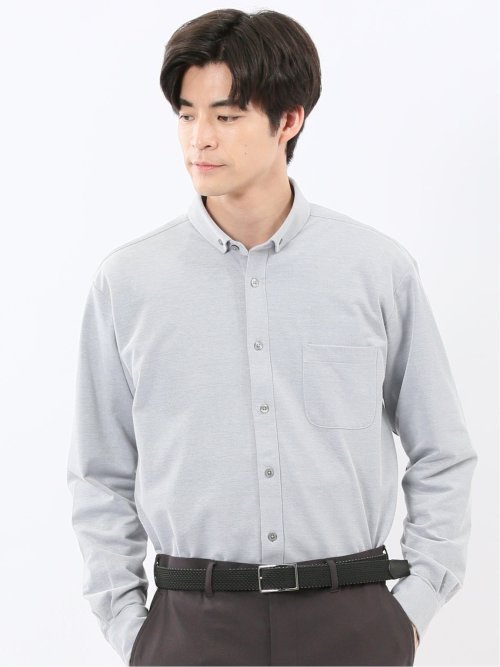 タグつき未使用グレー 長袖シャツ 左胸ポケット付きアニュアンス アルティマ ショートボタンダウン ビジカジ長袖シャツ(M 04グレー