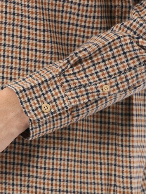 ポートブリッジ/Port Bridge ネルチェック バンドカラー長袖シャツ