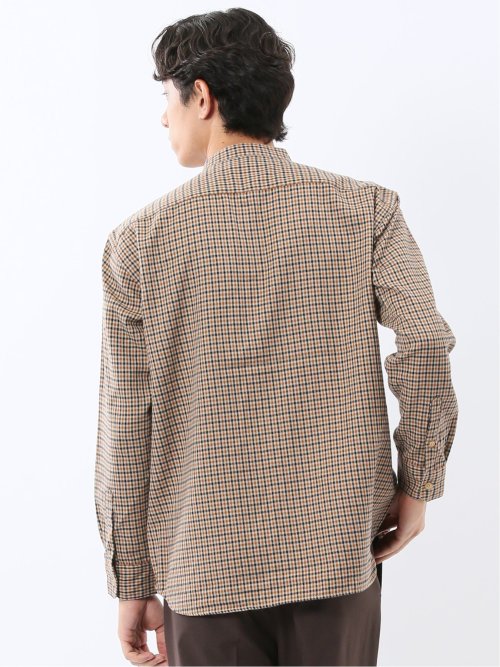 ポートブリッジ/Port Bridge ネルチェック バンドカラー長袖シャツ