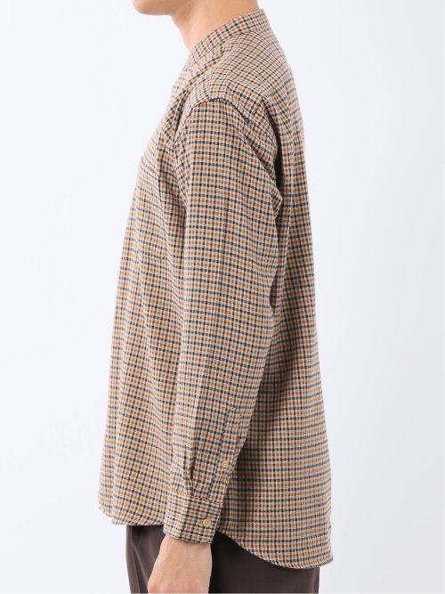 ポートブリッジ/Port Bridge ネルチェック バンドカラー長袖シャツ