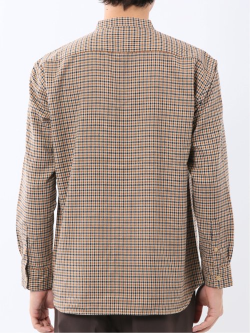 ポートブリッジ/Port Bridge ネルチェック バンドカラー長袖シャツ