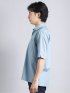 抗菌イージーケア インディゴ調ワイドカラー5分袖シャツ
