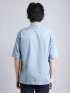 抗菌イージーケア インディゴ調ワイドカラー5分袖シャツ