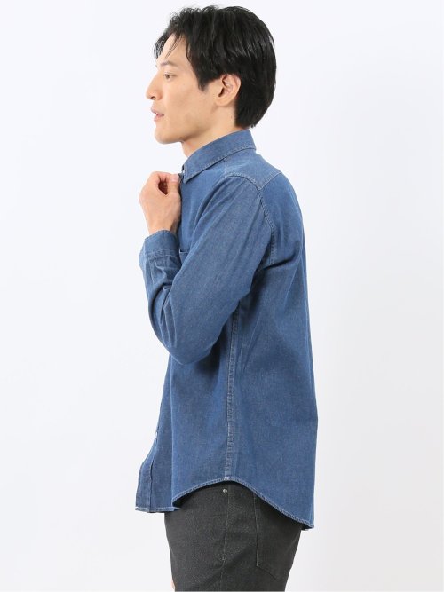 カンタベリーウッド/CANTERBURY WOOD 綿100% デニム レギュラーカラー長袖シャツ