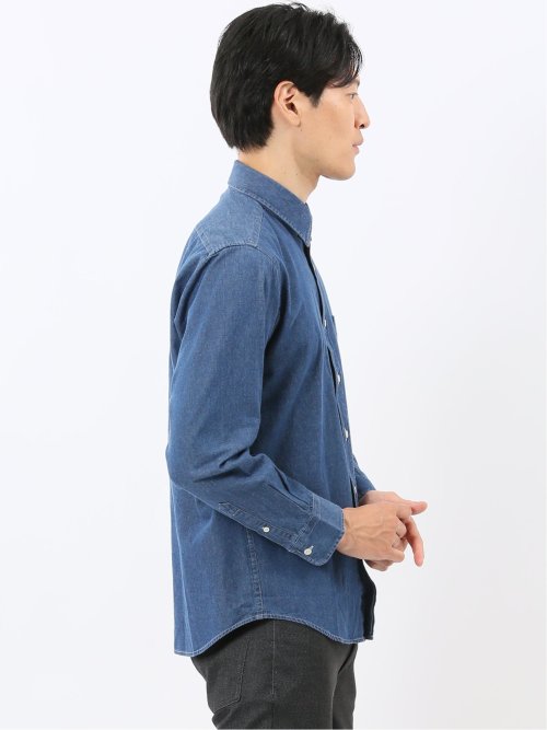 カンタベリーウッド/CANTERBURY WOOD 綿100% デニム レギュラーカラー長袖シャツ