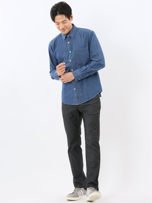 カンタベリーウッド/CANTERBURY WOOD 綿100% デニム レギュラーカラー長袖シャツ