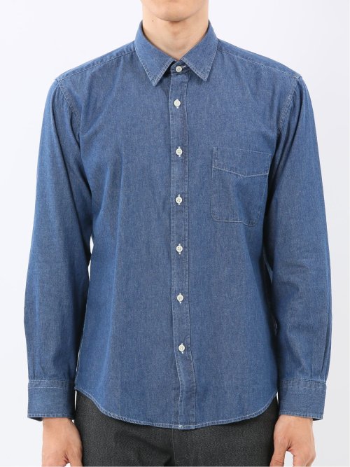 カンタベリーウッド/CANTERBURY WOOD 綿100% デニム レギュラーカラー長袖シャツ