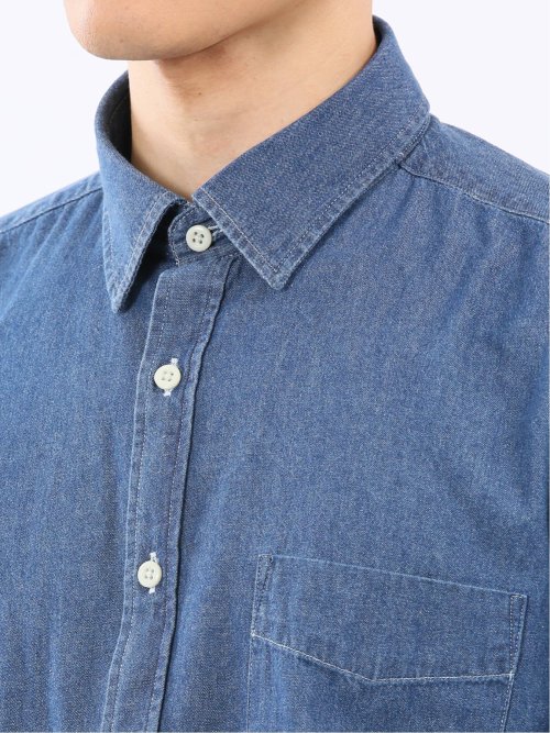 カンタベリーウッド/CANTERBURY WOOD 綿100% デニム レギュラーカラー長袖シャツ