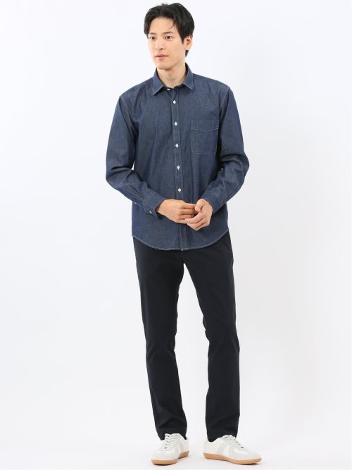カンタベリーウッド/CANTERBURY WOOD 綿100% デニム レギュラーカラー長袖シャツ