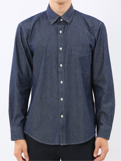 カンタベリーウッド/CANTERBURY WOOD 綿100% デニム レギュラーカラー長袖シャツ