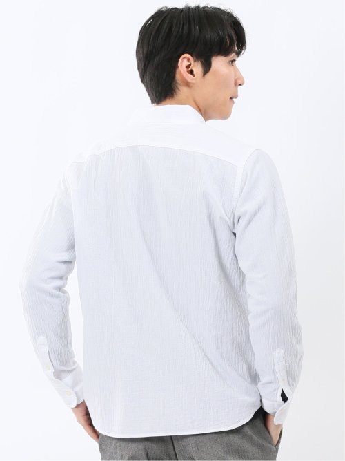 パネライ/PANERAI 綿クレープ&サッカー ボタンダウン長袖シャツ