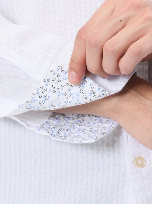 パネライ/PANERAI 綿クレープ&サッカー ボタンダウン長袖シャツ