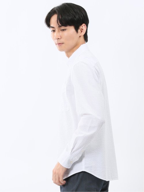 パネライ/PANERAI 綿クレープ&サッカー ボタンダウン長袖シャツ