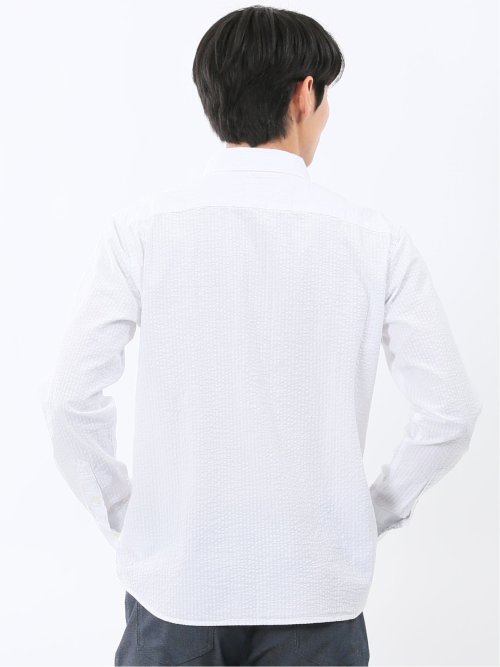 パネライ/PANERAI 綿クレープ&サッカー ボタンダウン長袖シャツ