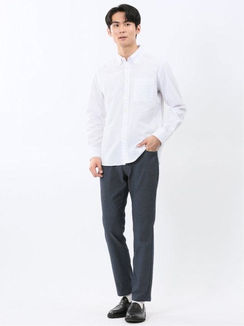 パネライ/PANERAI 綿クレープ&サッカー ボタンダウン長袖シャツ