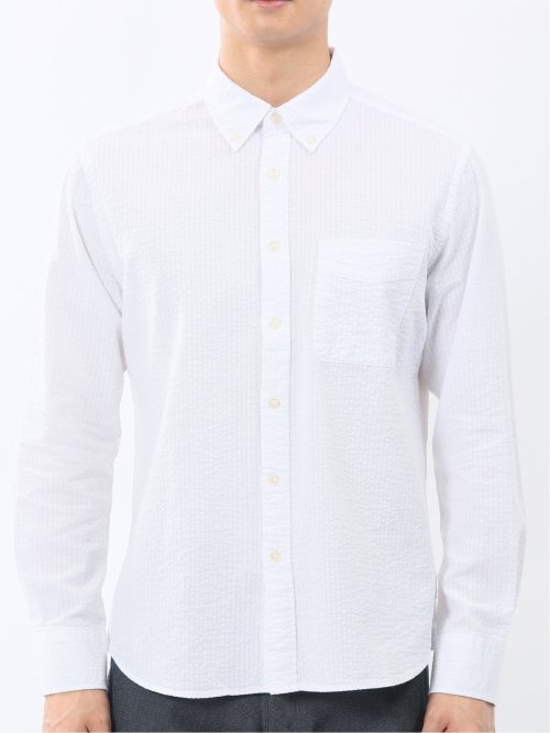 パネライ/PANERAI 綿クレープ&サッカー ボタンダウン長袖シャツ