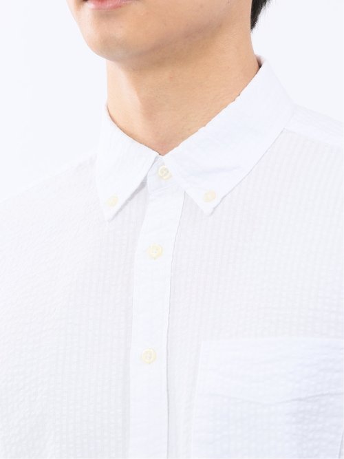 パネライ/PANERAI 綿クレープ&サッカー ボタンダウン長袖シャツ