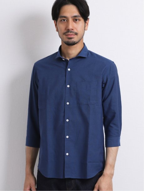 Ojo オージョ オックス無地カッタウェイ7分袖シャツ M 75紺 トップス Taka Q Online Shop タカキューオンラインショップ 公式通販