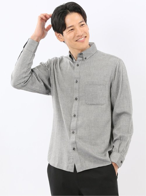 コードレーン バンドカラー長袖シャツ(M 33ベージュ): トップス