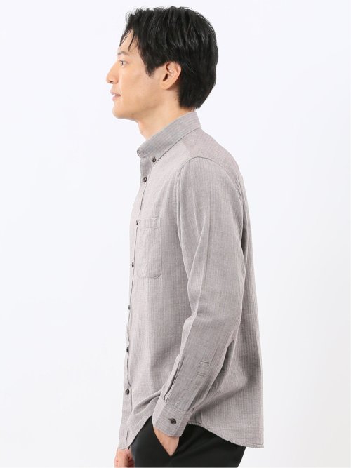 綿100% ヘリンボン ボタンダウン長袖シャツ