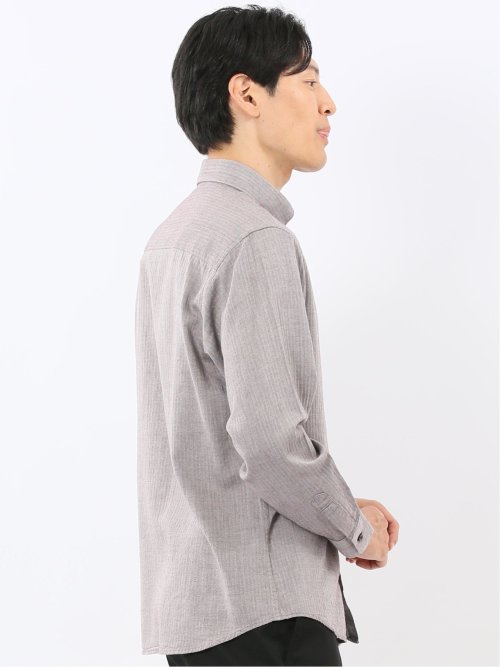 綿100% ヘリンボン ボタンダウン長袖シャツ