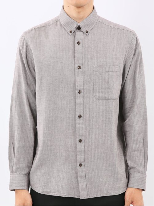 綿100% ヘリンボン ボタンダウン長袖シャツ