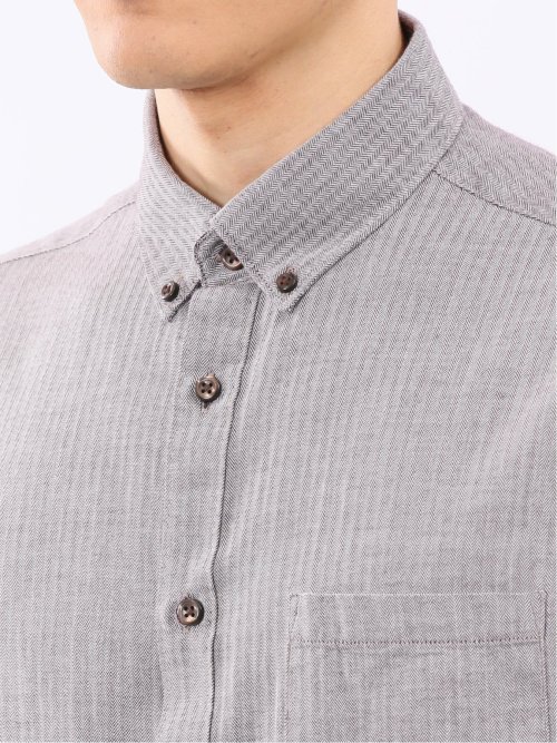 綿100% ヘリンボン ボタンダウン長袖シャツ