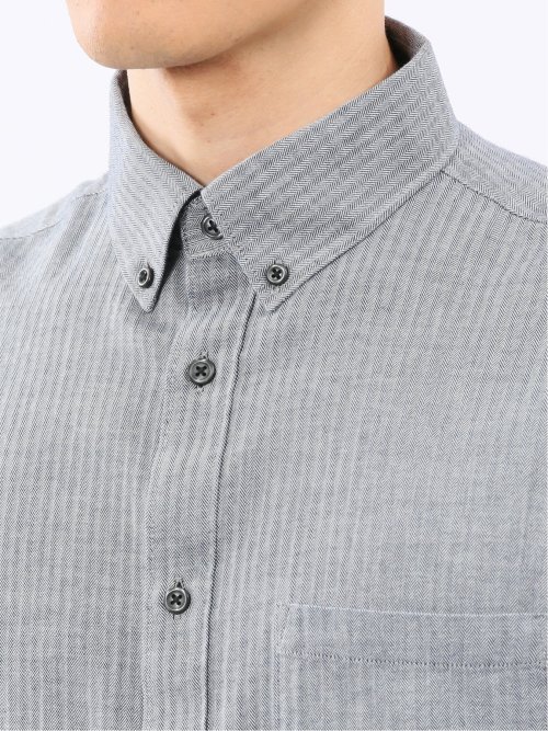 綿100% ヘリンボン ボタンダウン長袖シャツ