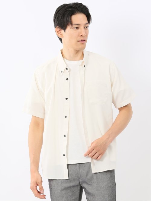 吸水速乾 パナマ ボタンダウン半袖シャツ(M 01白): トップス | TAKA-Q
