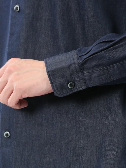 コットンシャンブレー レギュラーカラー長袖シャツ