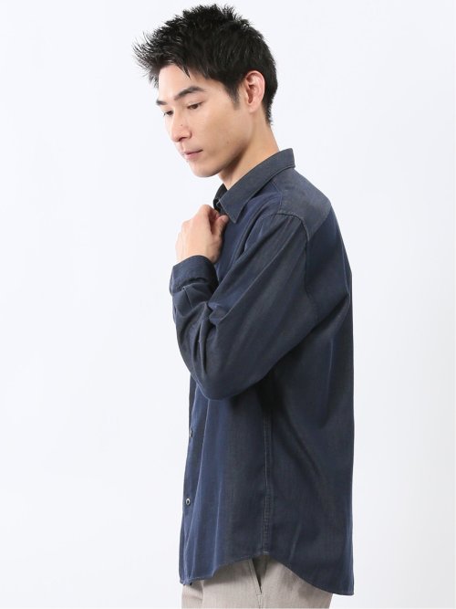 コットンシャンブレー レギュラーカラー長袖シャツ