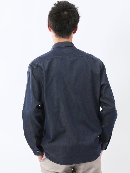 コットンシャンブレー レギュラーカラー長袖シャツ