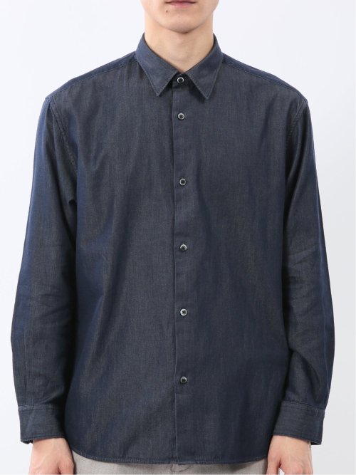 コットンシャンブレー レギュラーカラー長袖シャツ