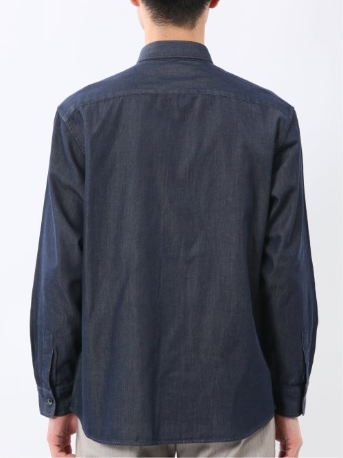 コットンシャンブレー レギュラーカラー長袖シャツ