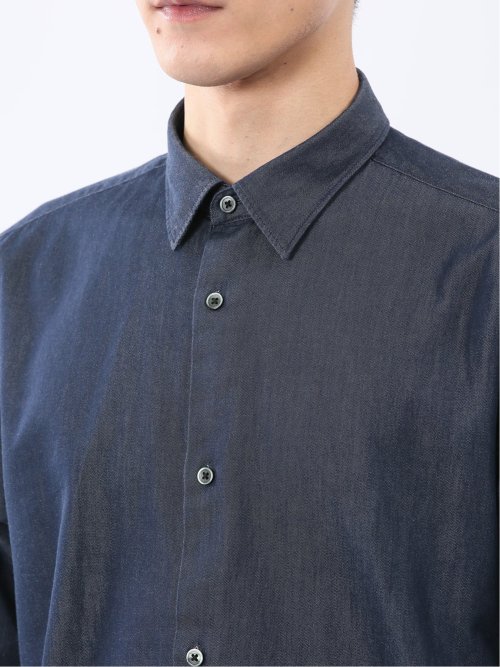 コットンシャンブレー レギュラーカラー長袖シャツ