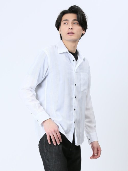透かしドビー レギュラーカラー長袖シャツ