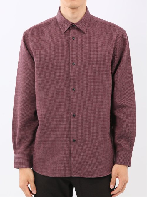 綿混 起毛ワッフル レギュラーカラー長袖シャツ