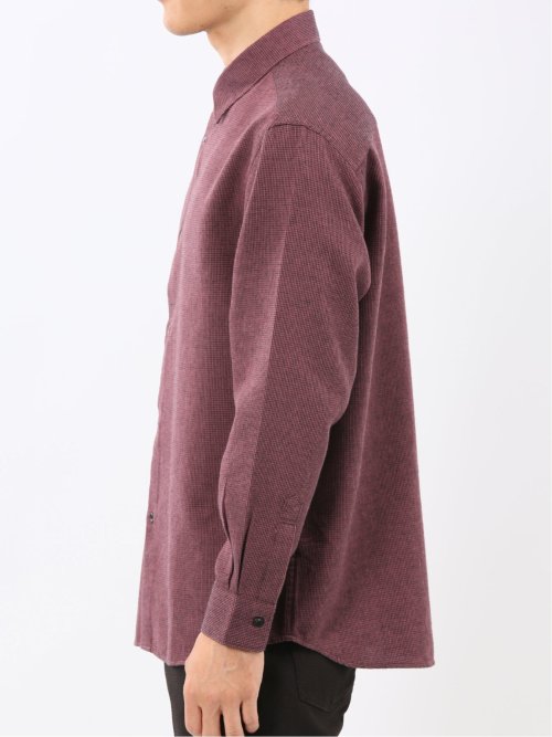 綿混 起毛ワッフル レギュラーカラー長袖シャツ