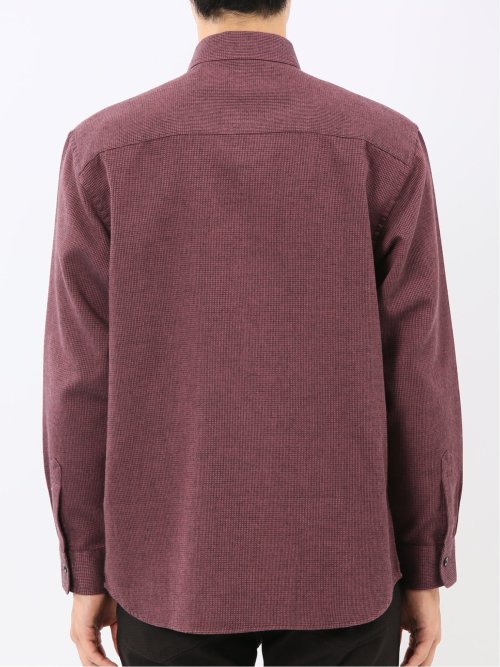 綿混 起毛ワッフル レギュラーカラー長袖シャツ