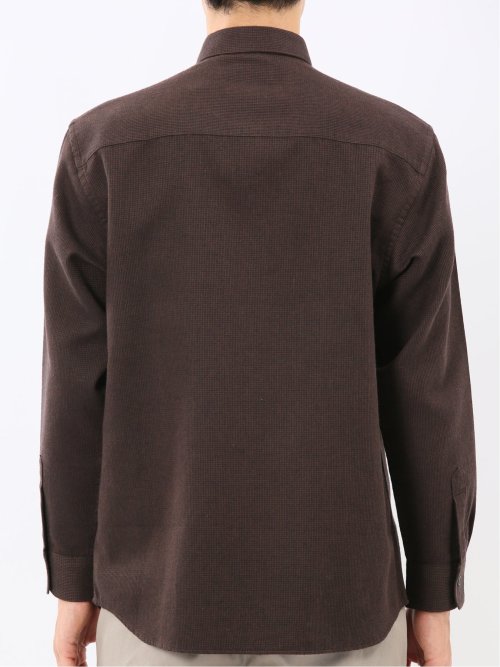 綿混 起毛ワッフル レギュラーカラー長袖シャツ