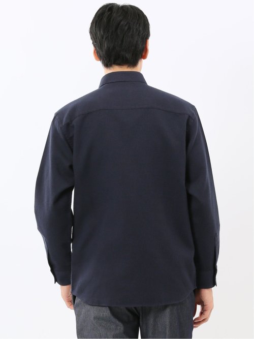 綿混 起毛ワッフル レギュラーカラー長袖シャツ