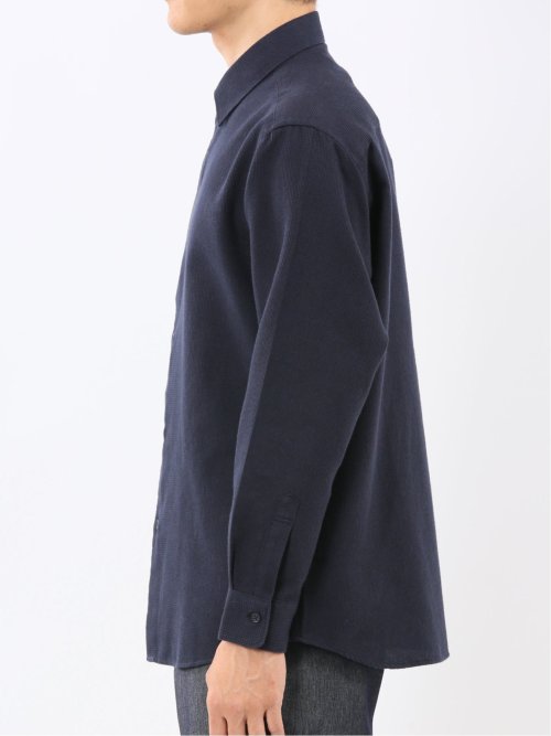 綿混 起毛ワッフル レギュラーカラー長袖シャツ