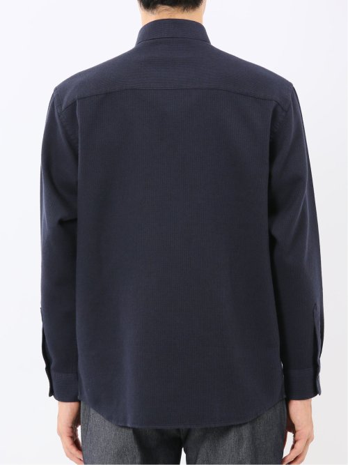 綿混 起毛ワッフル レギュラーカラー長袖シャツ