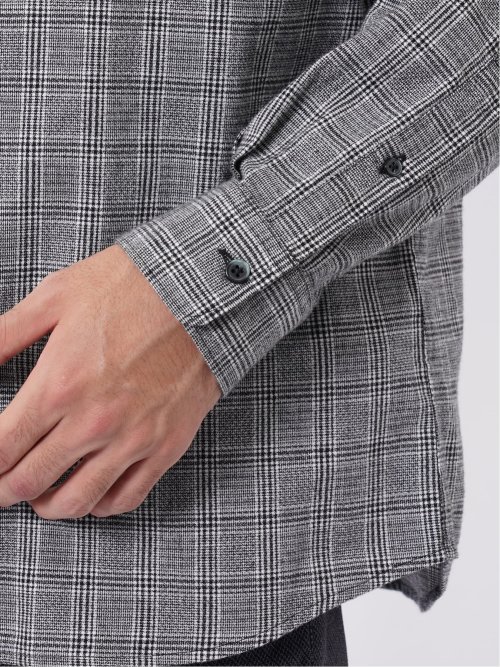 シャツ メンズ 長袖 ボタンダウン 起毛 チェック 綿 コットン アムンゼン ややゆったり 胸ポケット